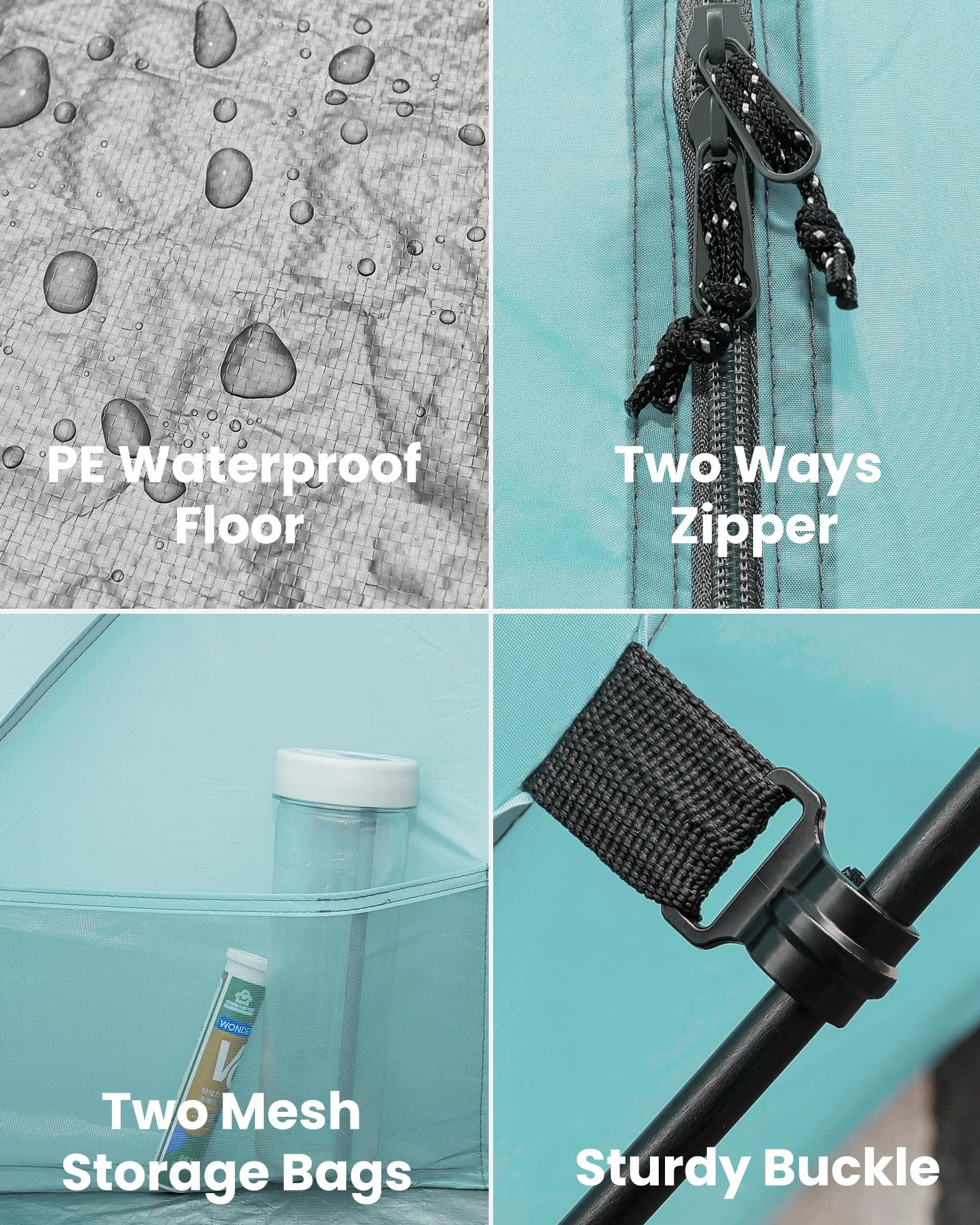 OutdoorMaster Namiot plażowy dla 3-4 osób, łatwy montaż i przenośny, baldachim przeciwsłoneczny z ochroną UPF 50+, zdejmowany świetlik, rozmiar rodzinny, jasnozielony