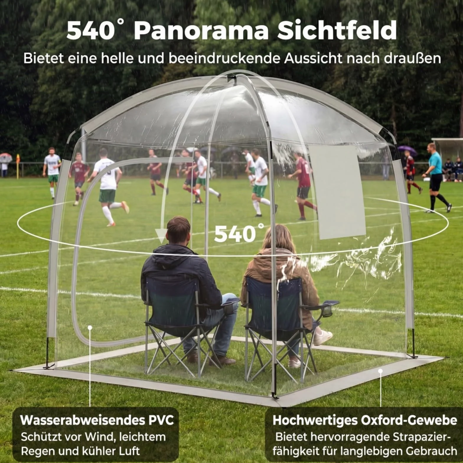 COSTWAY Przezroczysty namiot 215 x 215 cm, odporny na warunki atmosferyczne namiot sportowy ze śledziami, napinaczem wiatru i torbą do przenoszenia, namiot Bubble dla 2-4 osób, namiot kempingowy z