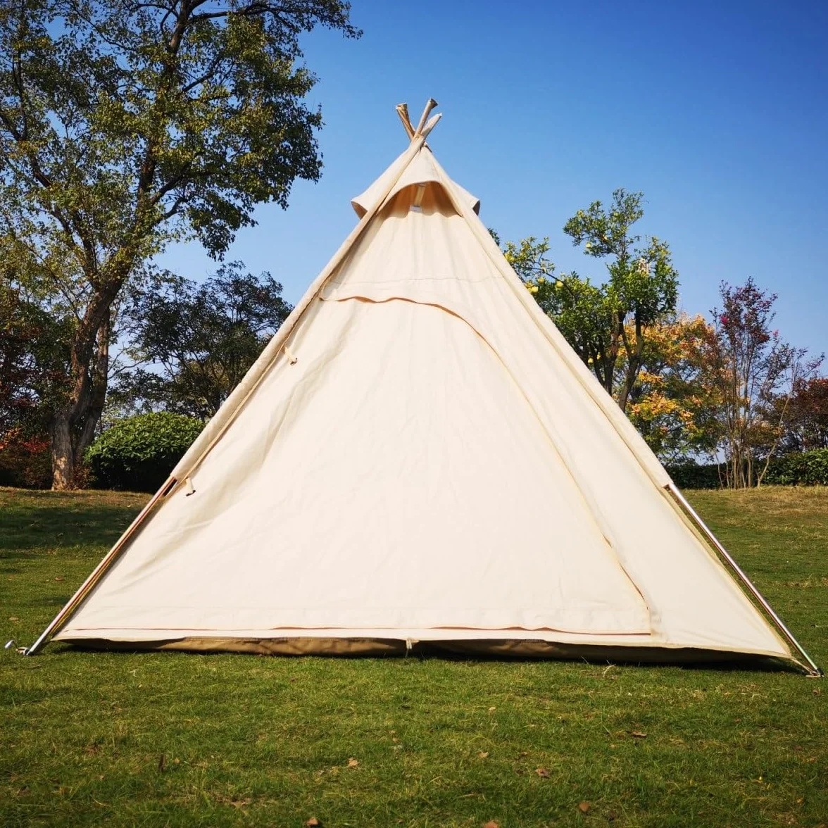 Outdoor 2M Canvas Camping Piramida Tipi namiot dla dorosłych indyjski tipi namiot dla 2 ~ 3 osób