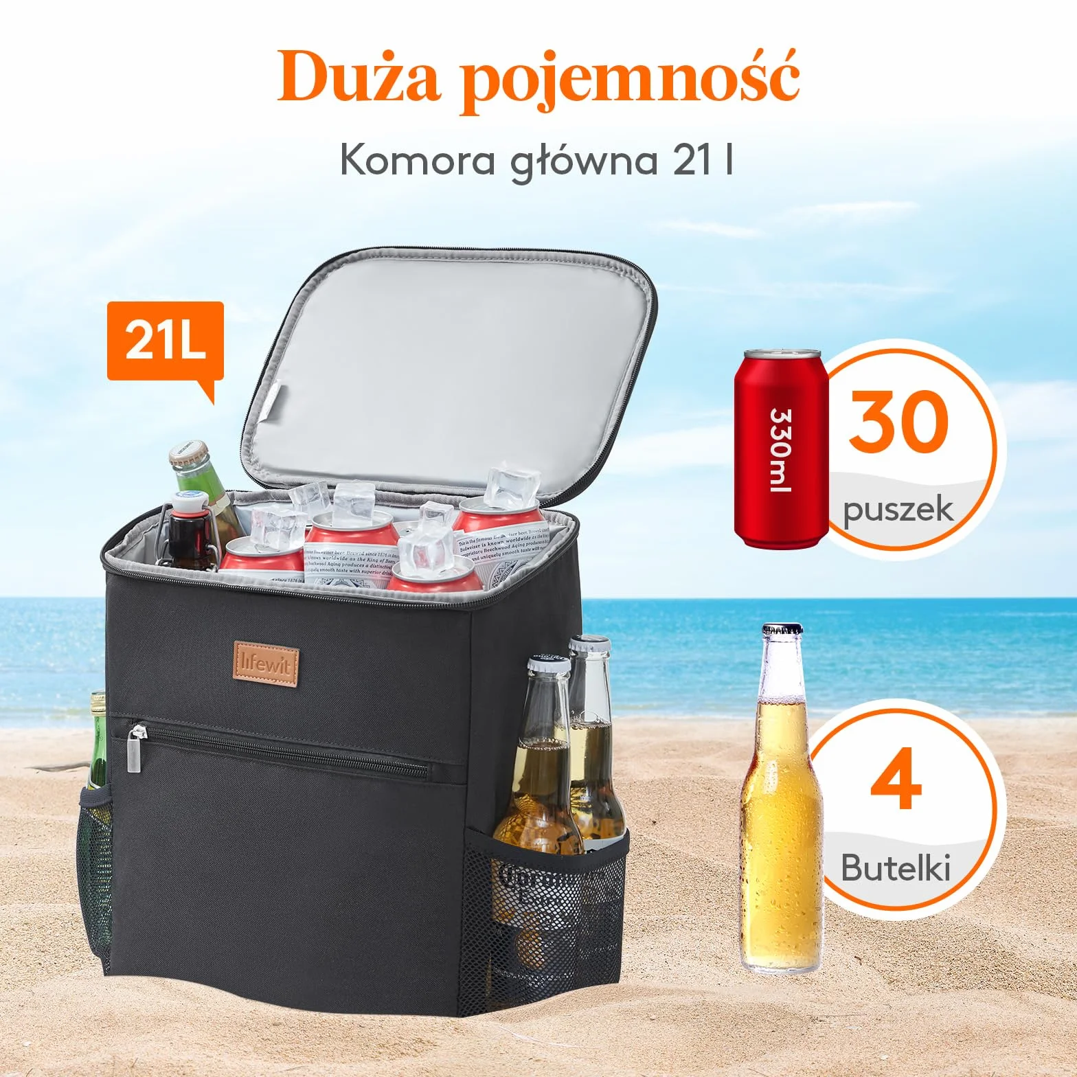 Lifewit Torba Termiczna Plecak, Duża Plecak Chłodzący dla Dorosłych, Torba Piknikowa Izolowana, Cooler Bag Wodoodporna Przenośna na Piknik, Plażę, Camping, Podróż
