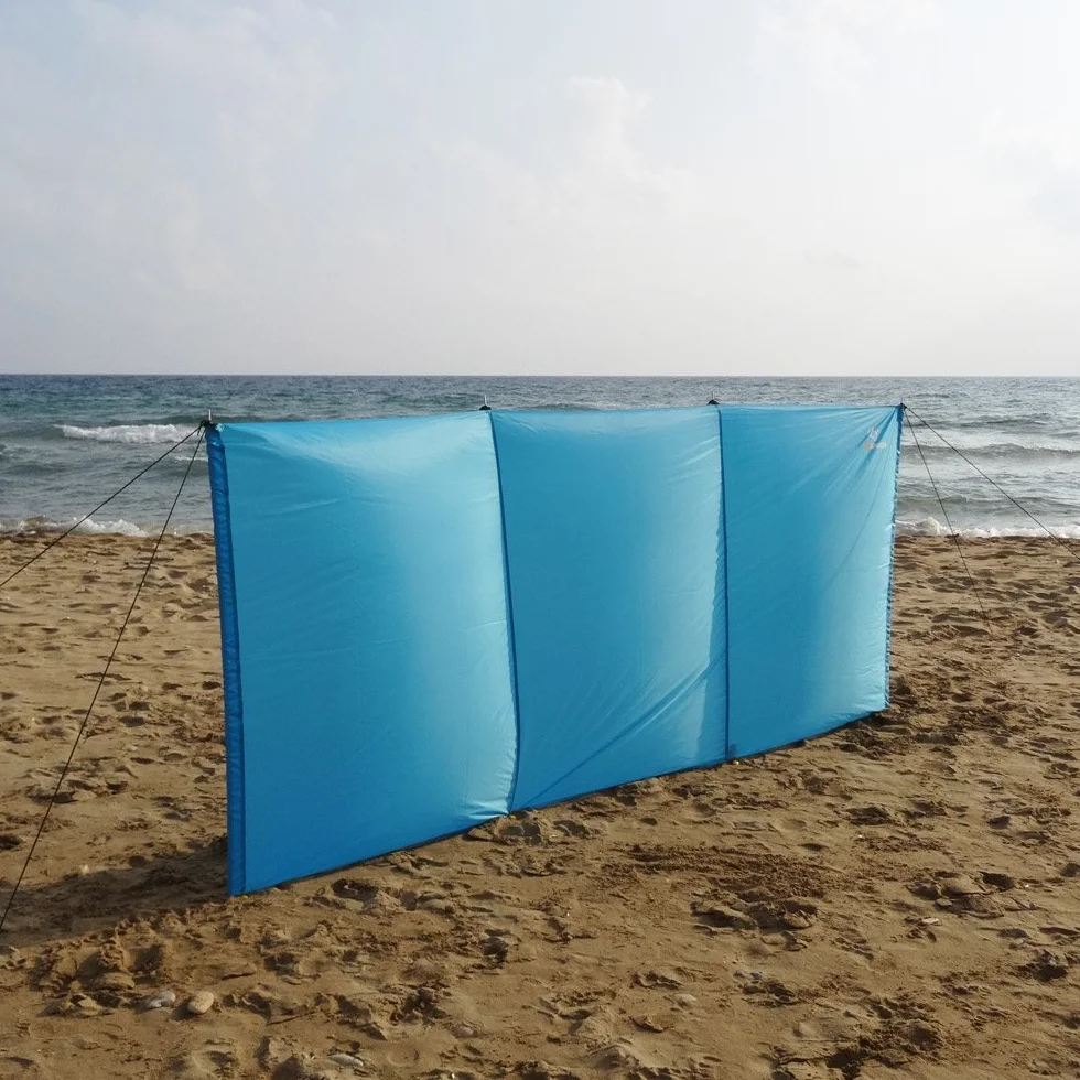 Outdoorer Szyba plażowa Aeolus II, 3 m x 1,3 m z piaskownicami, UV 60, lekka, mały rozmiar opakowania – idealna ochrona przed wzrokiem/wiatrem na plażę i do ogrodu