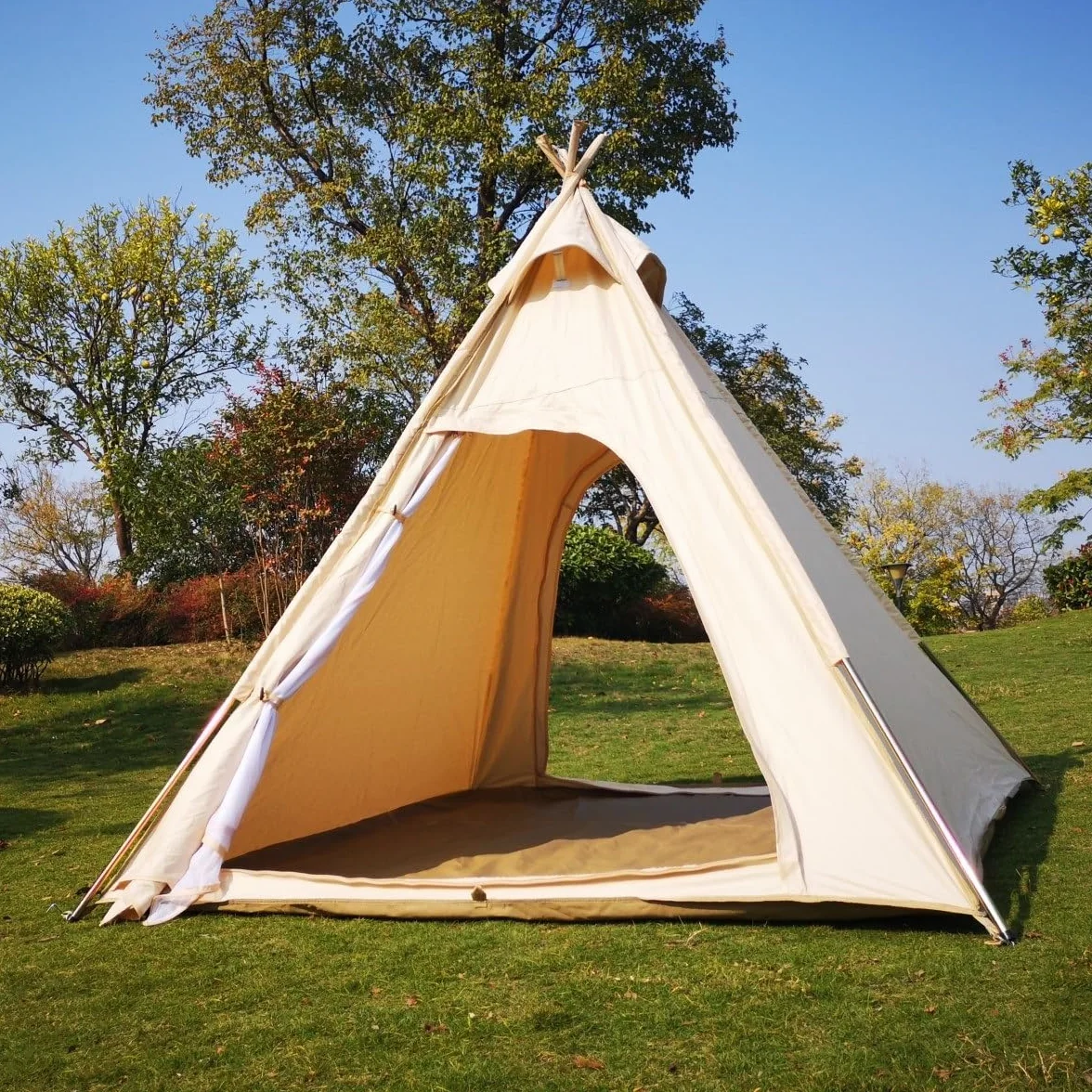 Outdoor 2M Canvas Camping Piramida Tipi namiot dla dorosłych indyjski tipi namiot dla 2 ~ 3 osób