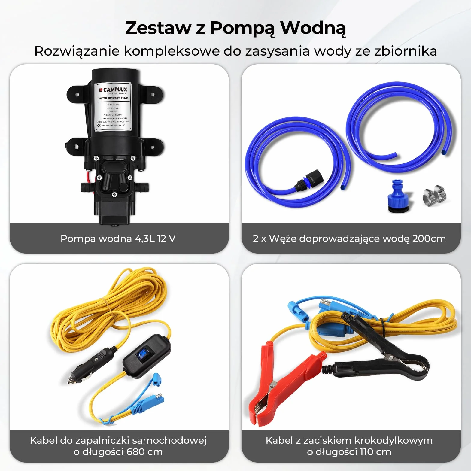 CAMPLUX AY132BP43-DE 5L Gazowy Podgrzewacz Wody z Pompką Wodną 12V, 10kW