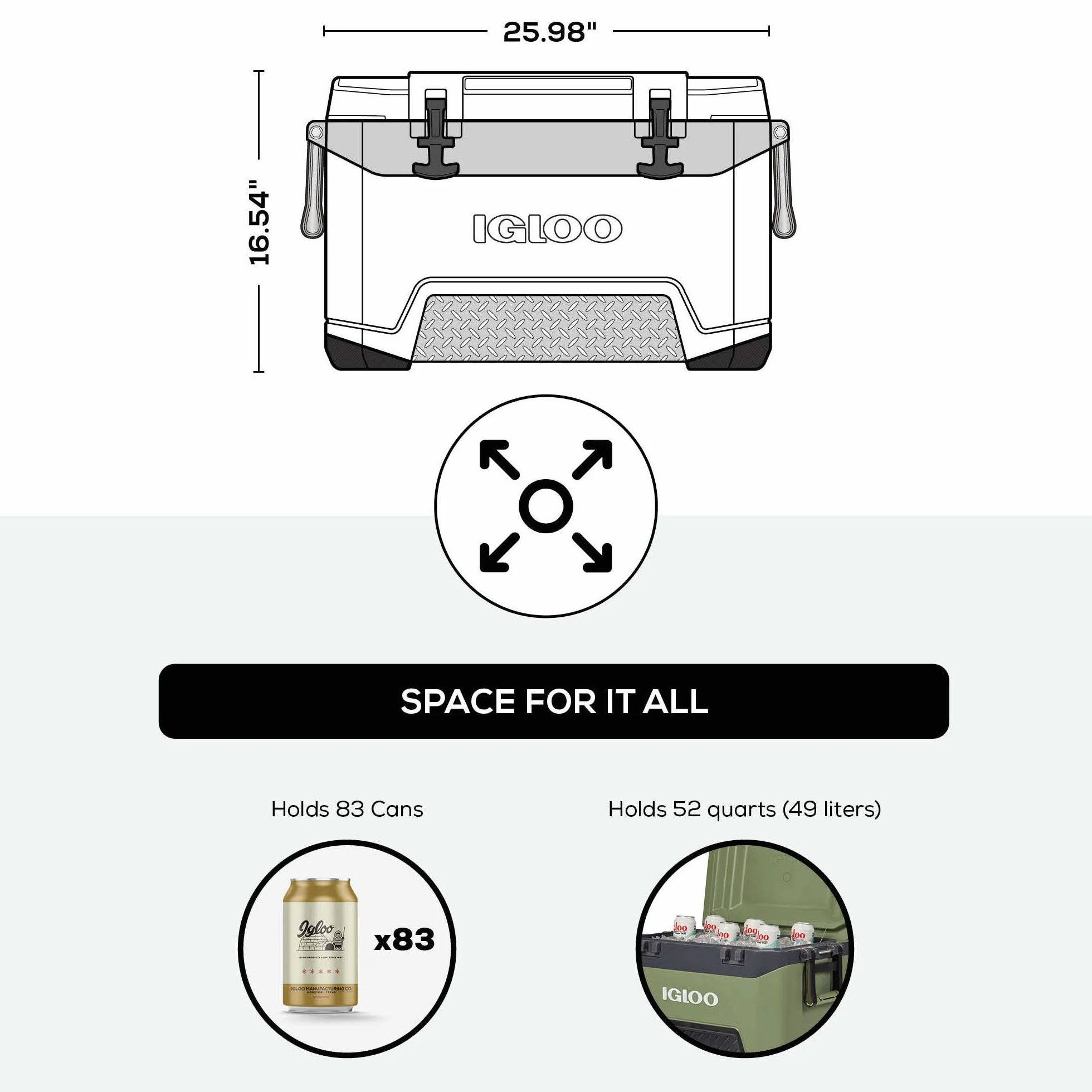 IGLOO BMX 52 Lodówka 49L – wyjątkowo wytrzymała lodówka outdoor z wzmocnioną izolacją, idealna na camping, ryby, pracę, festiwale i outdoor – długo utrzymuje chłód napojów i żywności