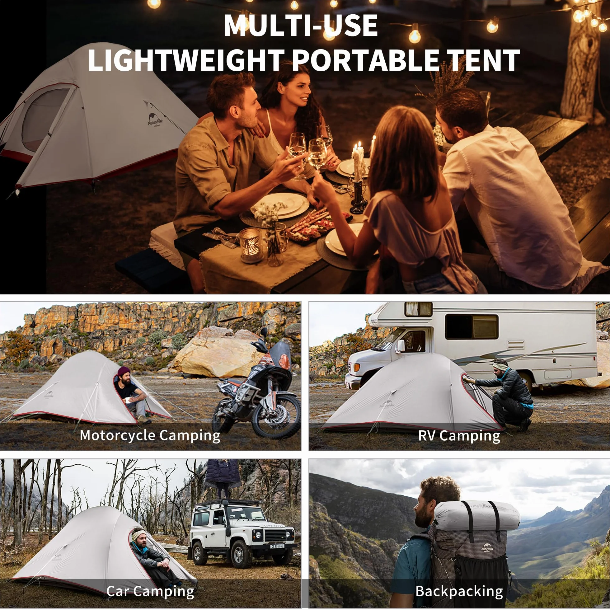 Naturehike Cloud-Up 2 Ultralight Tent Namiot z Plecakiem dla 2 Osób Piesze Wycieczki Kemping na świeżym Powietrzu