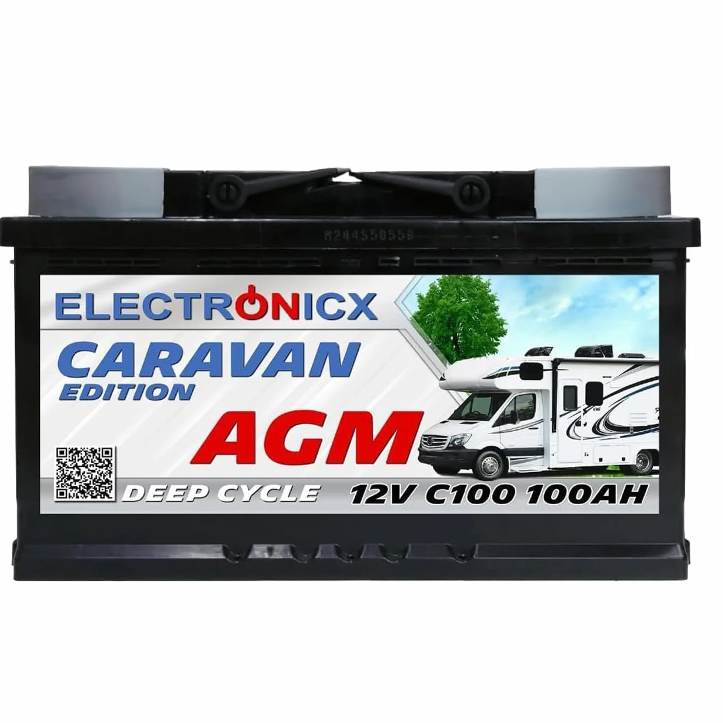 Electronicx AGM CARAVAN akumulator zasilający 12V 100Ah / 100 Ah Deep Cycle – zamknięty, biegun dodatni po prawej stronie-do kampera,systemów solarnych-akumulator cykliczny do zastosowań rekreacyjnych