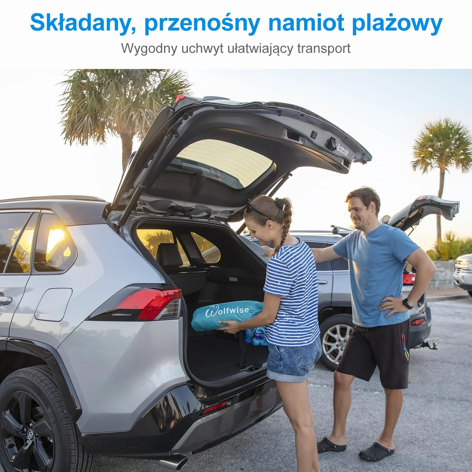 WolfWise muszla plażowa z ochroną UV 50+, namiot na plaży dla 2-3 osób, ochrona przed słońcem i wiatrem z rozszerzalnym dnem, przenośny namiot dla rodziny, kempingu, ogrodu, 210 x 115 x 125 cm (83 x