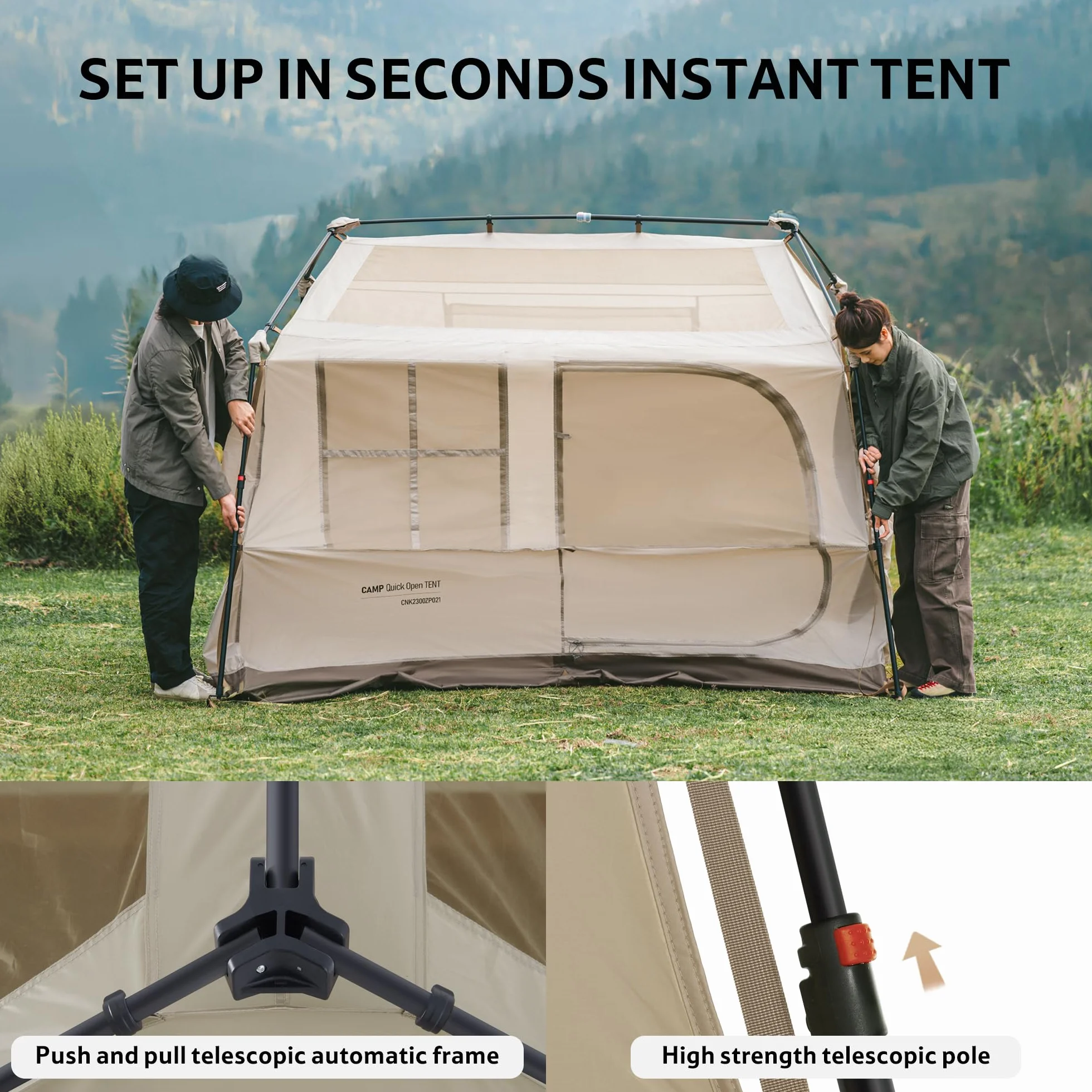 Naturehike Village 6,0 ㎡ namiot rodzinny Pop Up domowy namiot kempingowy namiot kempingowy dla 4 osób Duży namiot tunelowy z 2000mm słupem wody
