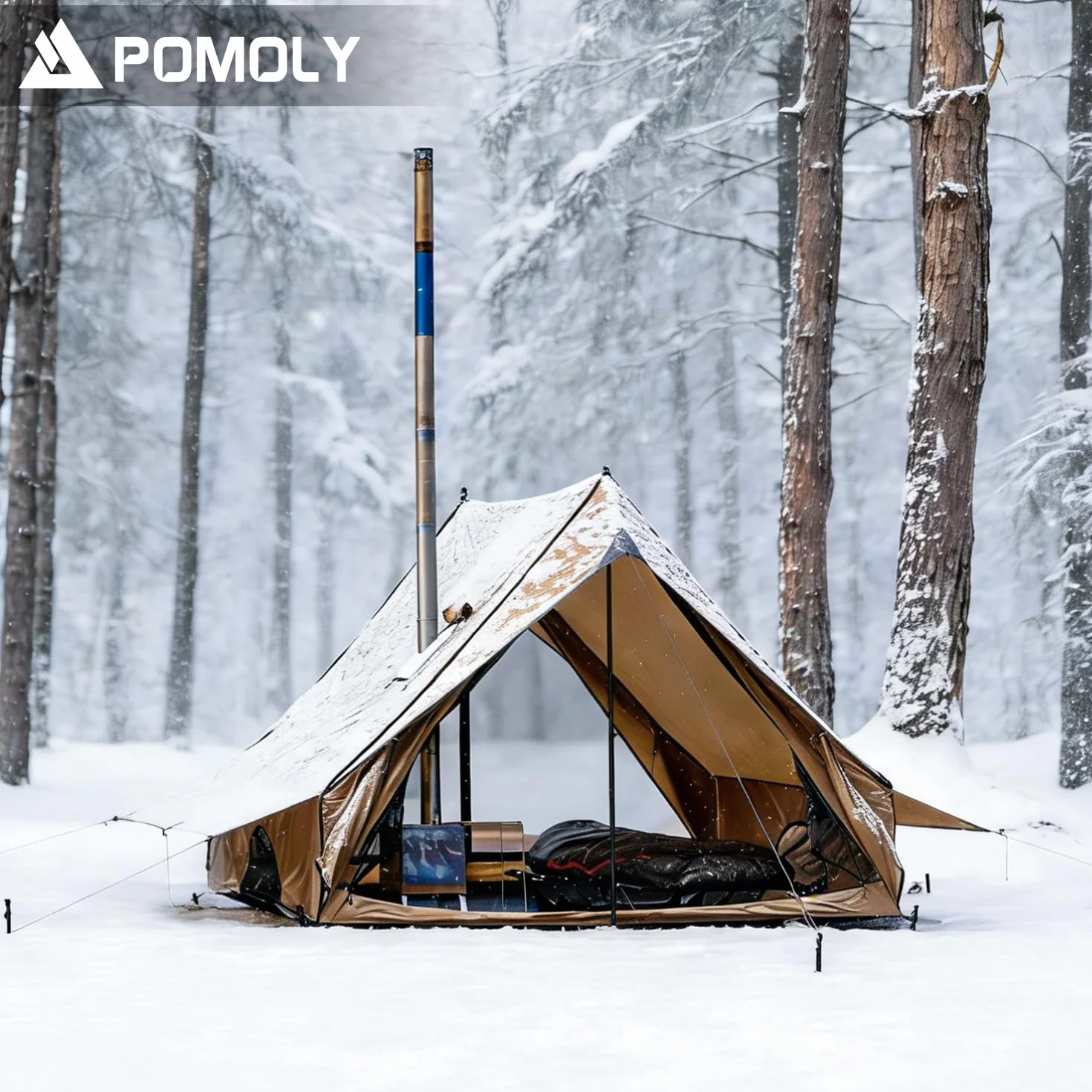 POMOLY CHALET 70 Pro, przenośny namiot kabinowy z podnośnikiem kuchennym i dwoma drążkami namiotowymi dla 1-2 osób, na wędrówki, polowanie, wędrówki z plecakiem | 2024