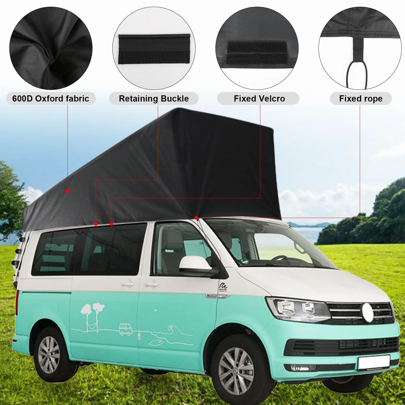Pop-Top ochrona dachu, zamiennik do VW T5 T6, ochrona przed warunkami atmosferycznymi, namiot dachowy do rozkładanego dachu do spania, na kemping, nie nadaje się do dachów wyposażonych