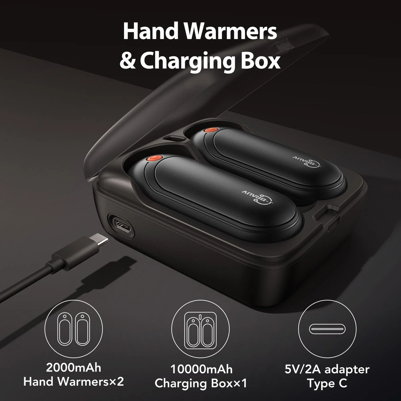 Elektroniczny ogrzewacz do rąk, 2 sztuki, przenośne podgrzewacze, ładowane akumulatorem 14000 mAh, 3 tryby grzewcze do użytku na zewnątrz, do gry w golfa, w zimne dni, idealne na prezent