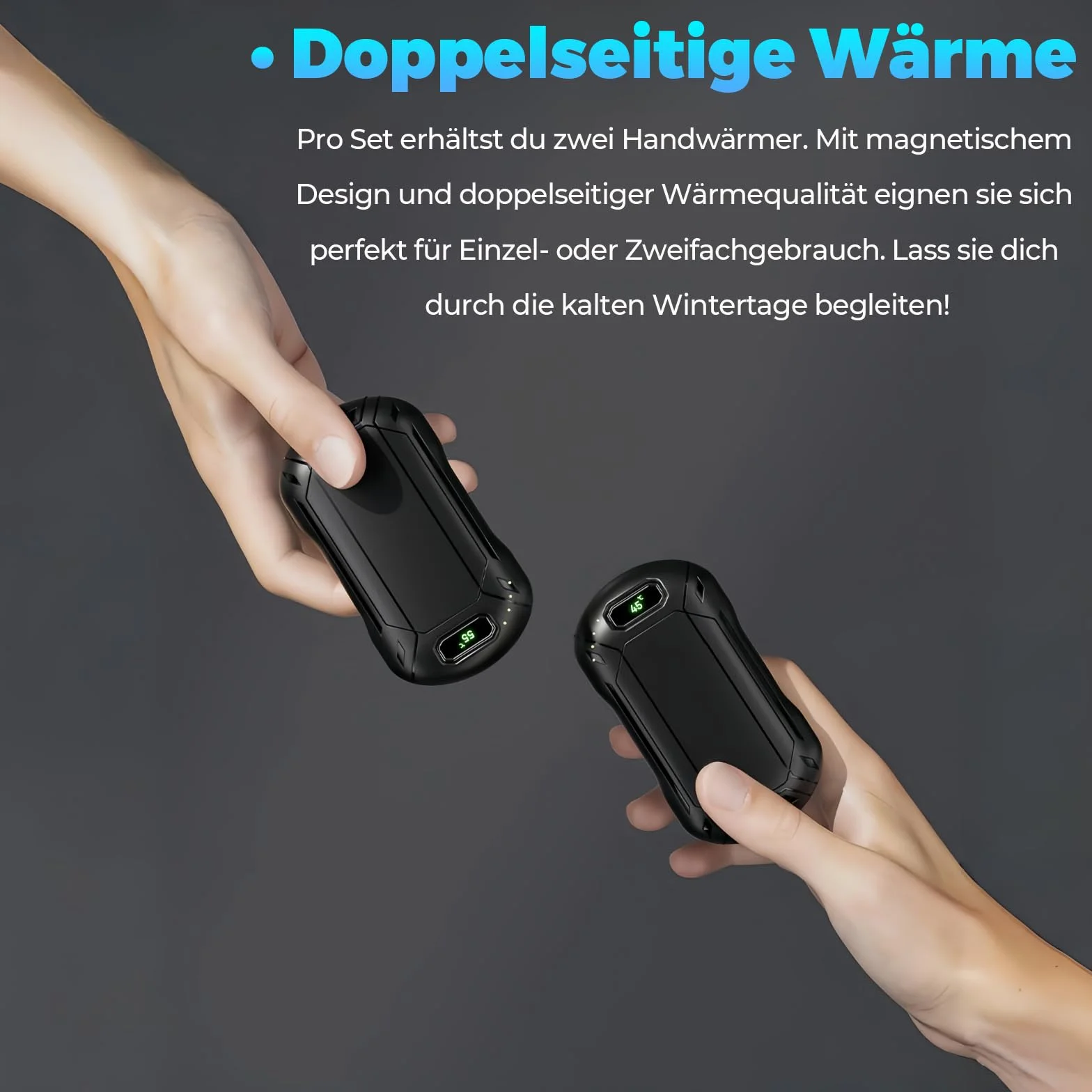 Paczka 2 sztuk podgrzewaczy rąk naładowanych o pojemności 6000 mAh, 3 stopnie regulowanej temperatury, idealne do kempingu, narci, polowania oraz prezentów na Boże Narodzenie