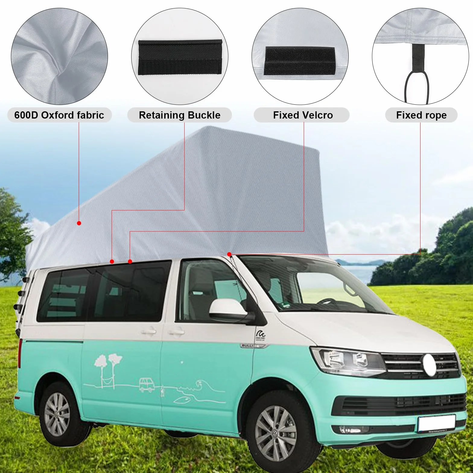 Pop-Top ochrona dachu, zamiennik do VW T5 T6, ochrona przed warunkami atmosferycznymi, namiot dachowy do rozkładanego dachu do spania, na kemping, nie nadaje się do dachów wyposażonych