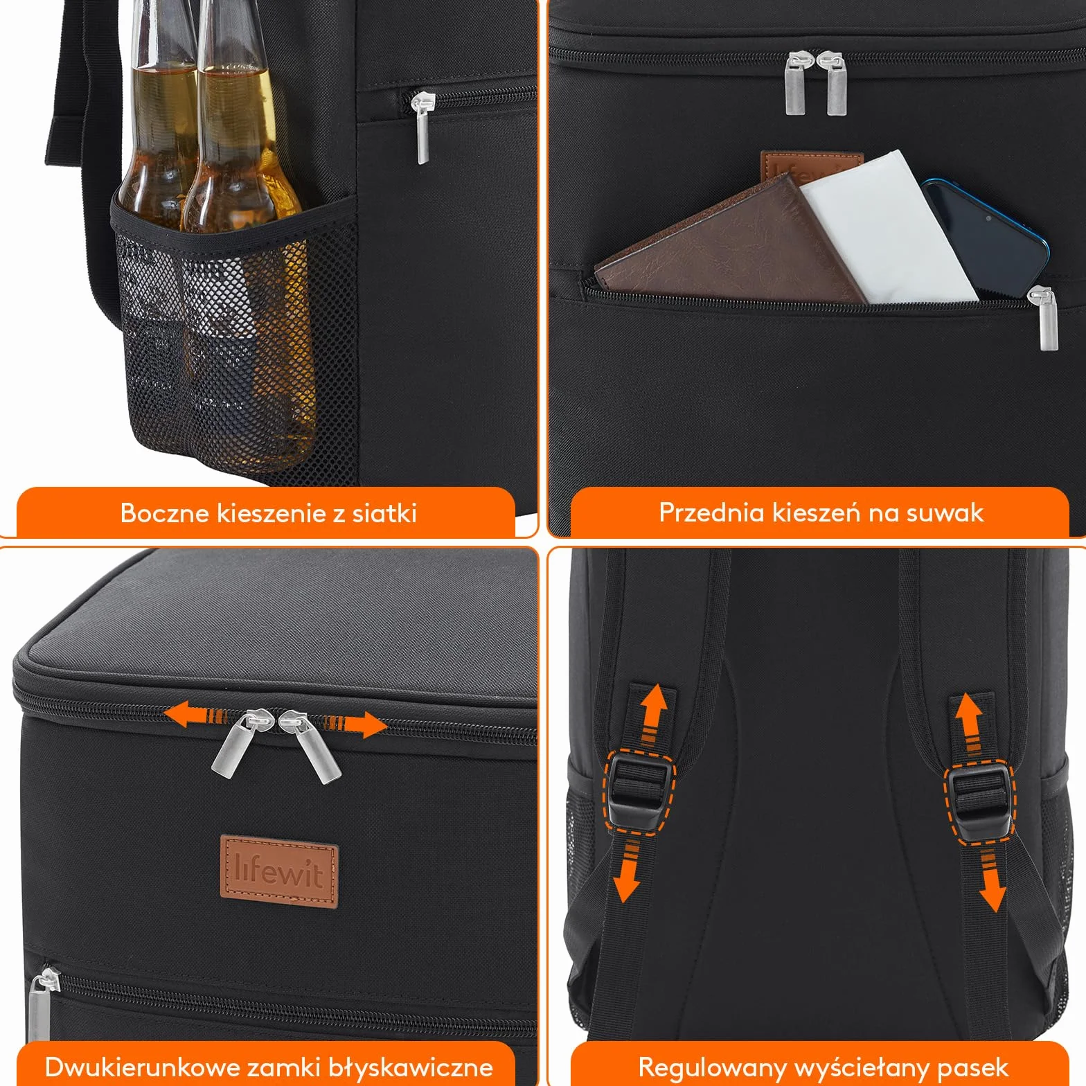 Lifewit Torba Termiczna Plecak, Duża Plecak Chłodzący dla Dorosłych, Torba Piknikowa Izolowana, Cooler Bag Wodoodporna Przenośna na Piknik, Plażę, Camping, Podróż