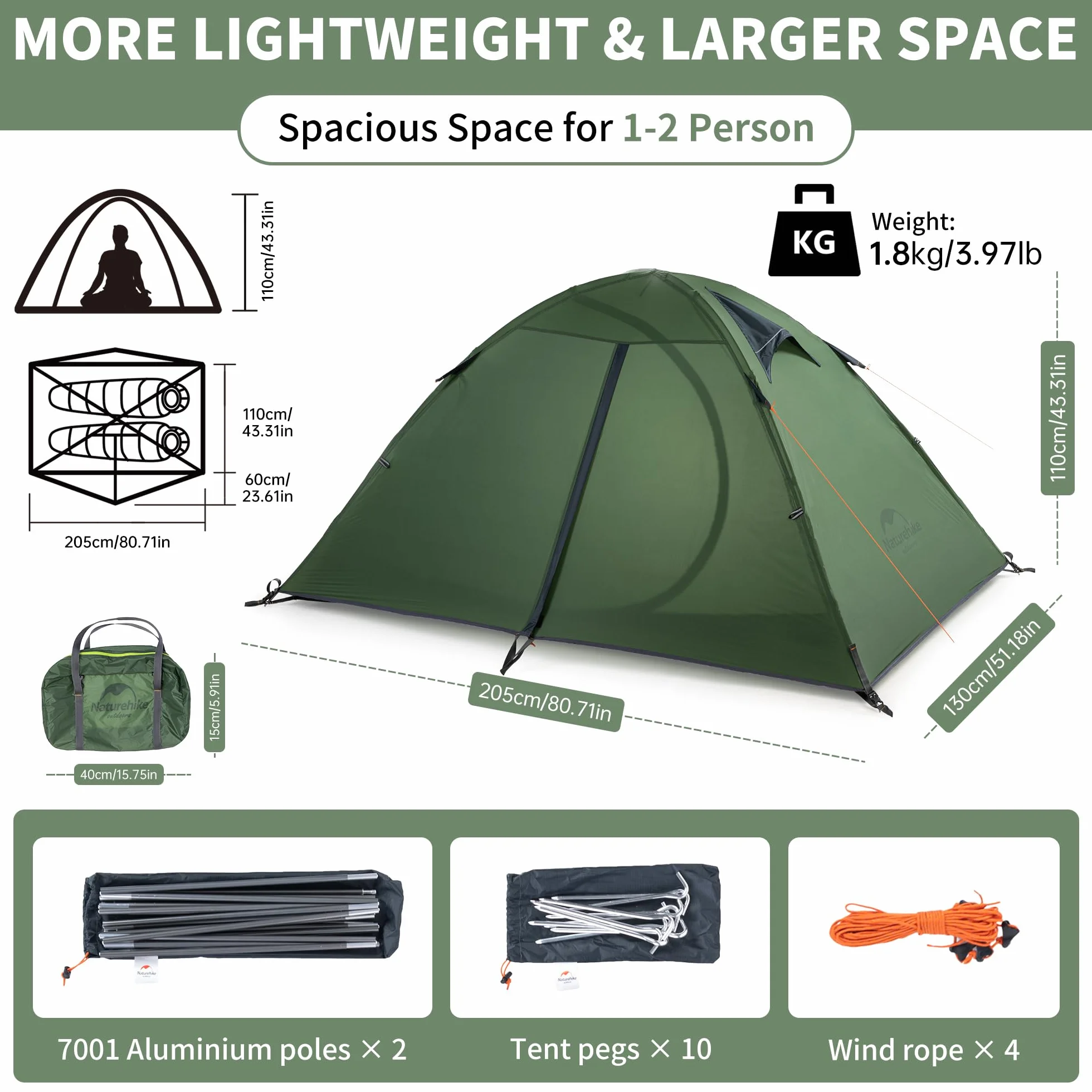 Naturehike Ultralekki Namiot 2 Osobowy Namiot Kempingowy Wodoodporny i Wiatroszczelny Namiot Kopułowy do Trekkingu na Zewnątrz