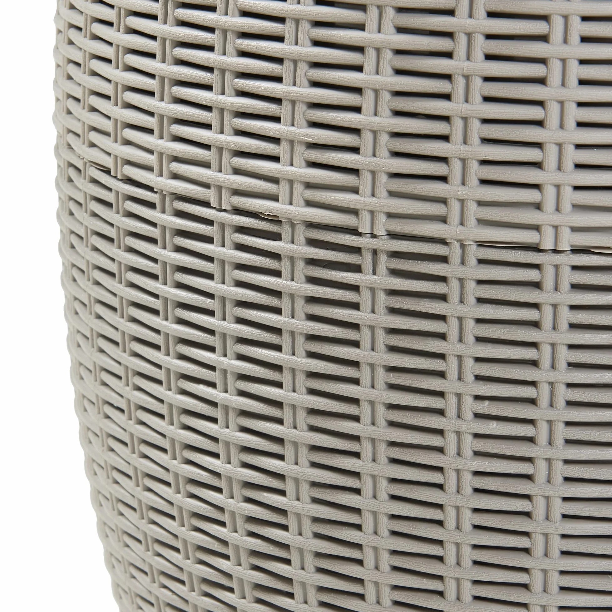 casa.pro Skrzynka chłodnicza Avetrana 4-w-1 stół pomocniczy na zewnątrz, stołek, 37 L, skrzynka ogrodowa, 44 x Ø40 cm, chłodzi napoje, stół ogrodowy, imitacja rattanu, jasnobrązowa