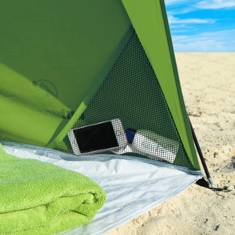 outdoorer Helios Air namiot plażowy z ochroną UV 80 i zamykanym oknem, do podróży (zielony)