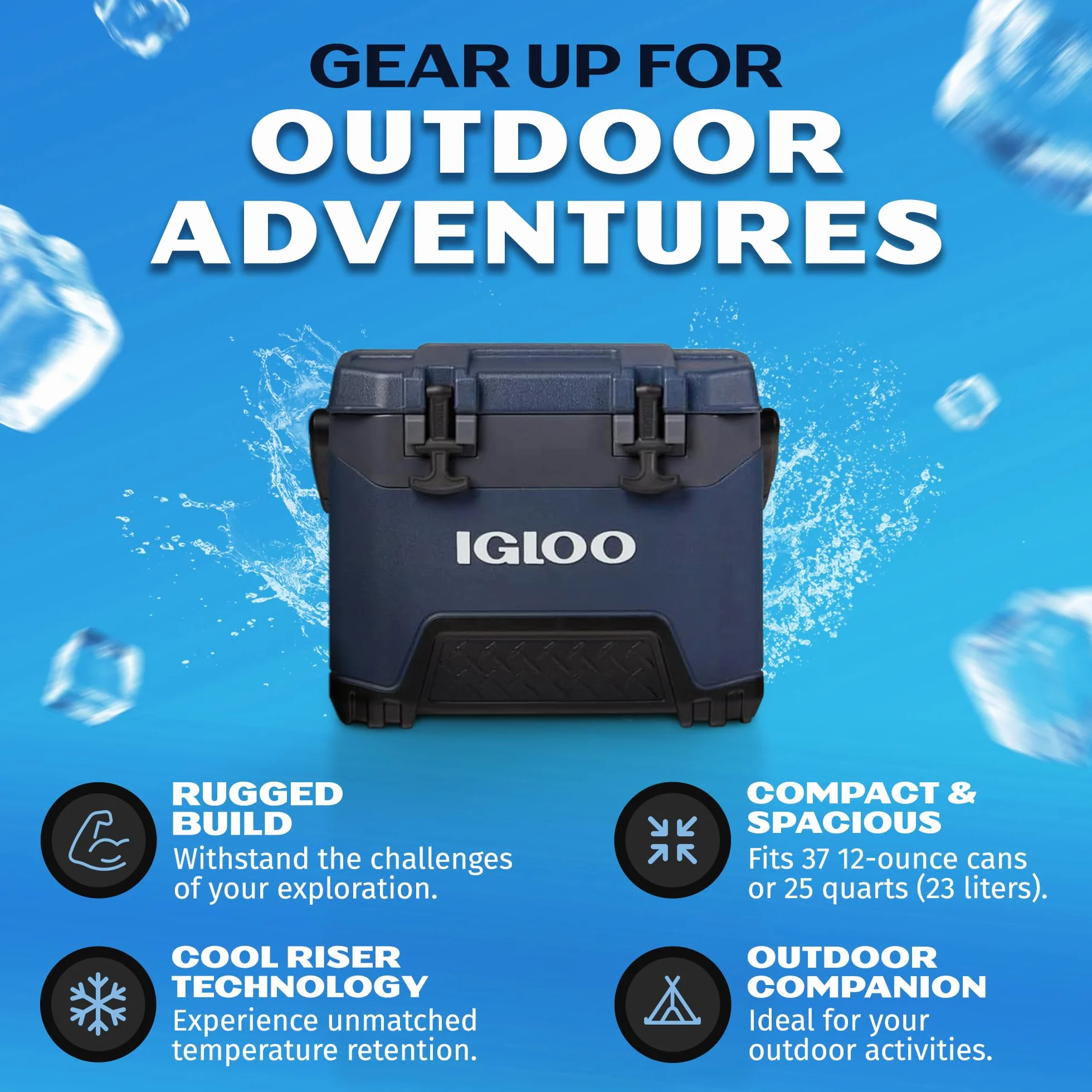 IGLOO BMX 25 Lodówka 24L – wytrzymała lodówka outdoor z wzmocnioną izolacją, lekka i przenośna, idealna na camping, ryby, pracę, festiwale i outdoor – długo utrzymuje chłód żywności i napojów