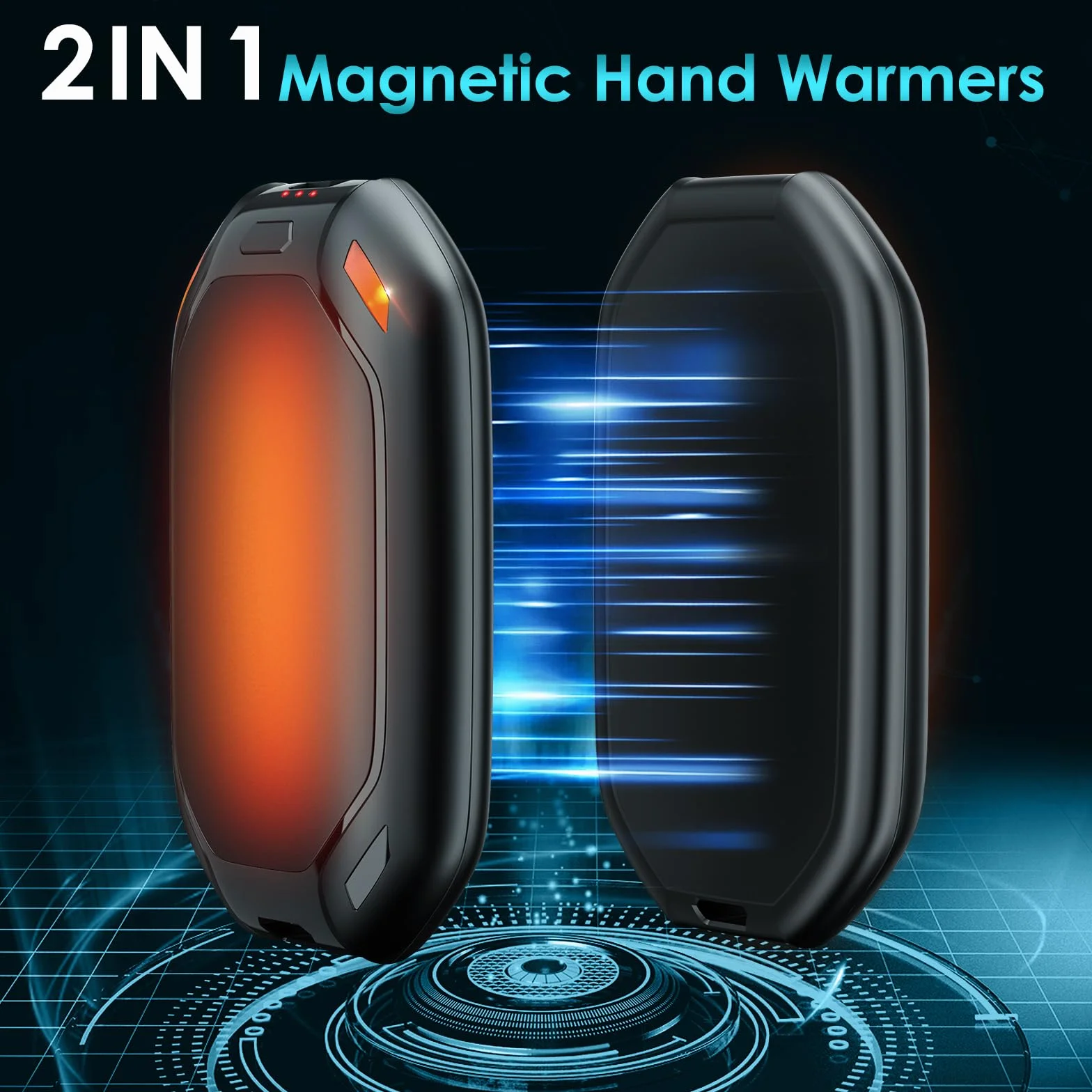 Elektryczny ogrzewacz do rąk, możliwość ładowania, magnetyczny, kieszonkowy, ultralekki i cienki, 6000 mAh, 3 tryby ogrzewania dla mężczyzn i kobiet, na zewnątrz, do golfa, na kemping, 2 szt.