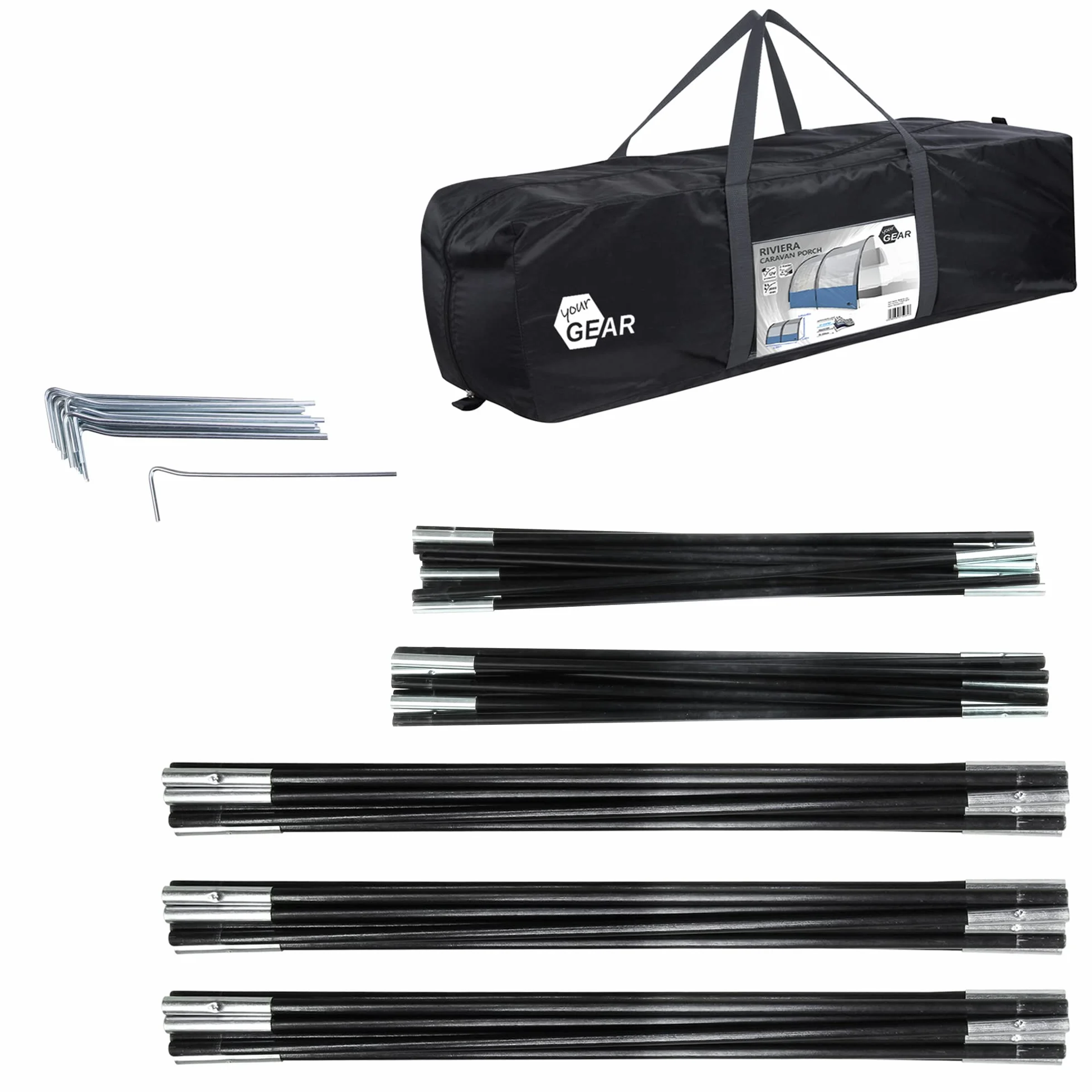 your GEAR Riviera – zadaszenie do przyczep kempingowych i kamperów w 4 rozmiarach, 2,5 m, 3 m, szerokość 3,5 m i głębokość 260 cm, dach przeciwsłoneczny z ochroną UV 50+, panoramiczne okna, słup wody