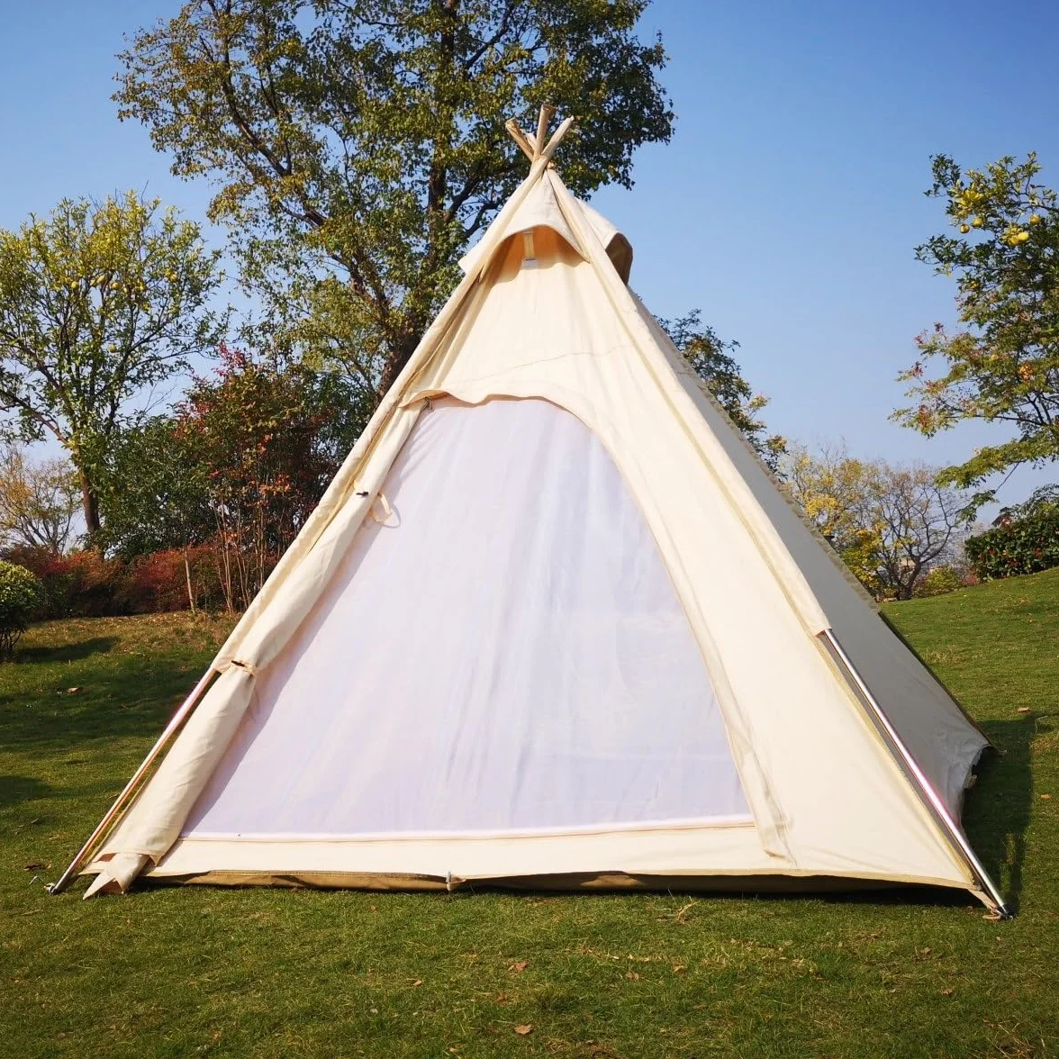 Outdoor 2M Canvas Camping Piramida Tipi namiot dla dorosłych indyjski tipi namiot dla 2 ~ 3 osób