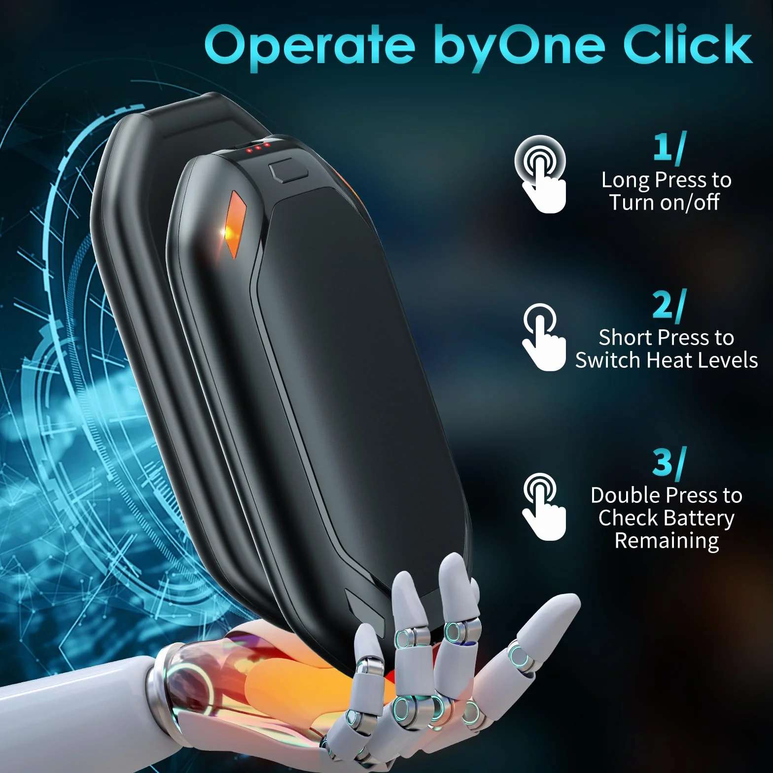 Elektryczny ogrzewacz do rąk, możliwość ładowania, magnetyczny, kieszonkowy, ultralekki i cienki, 6000 mAh, 3 tryby ogrzewania dla mężczyzn i kobiet, na zewnątrz, do golfa, na kemping, 2 szt.