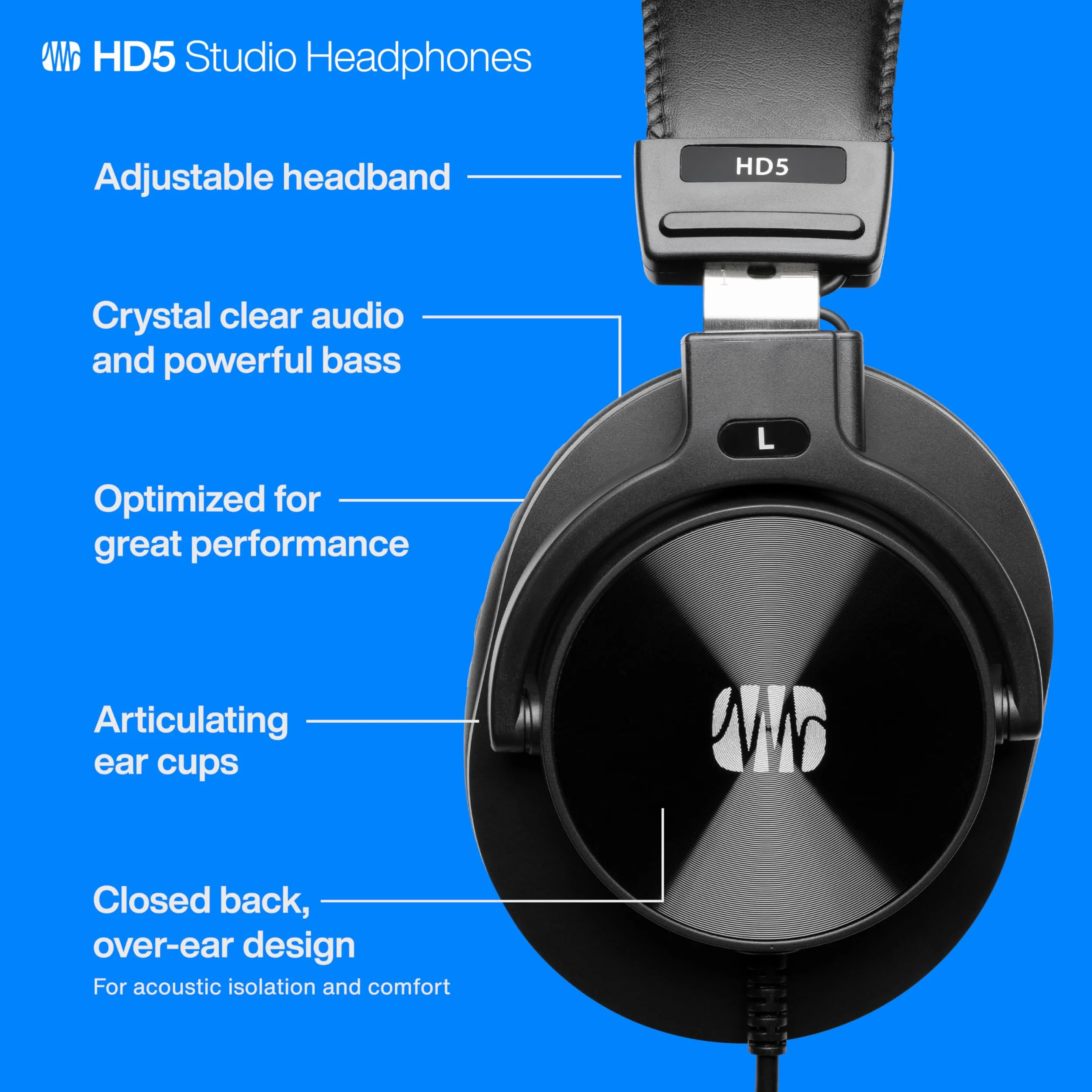 PreSonus Profesjonalne słuchawki monitorujące HD5, czarne