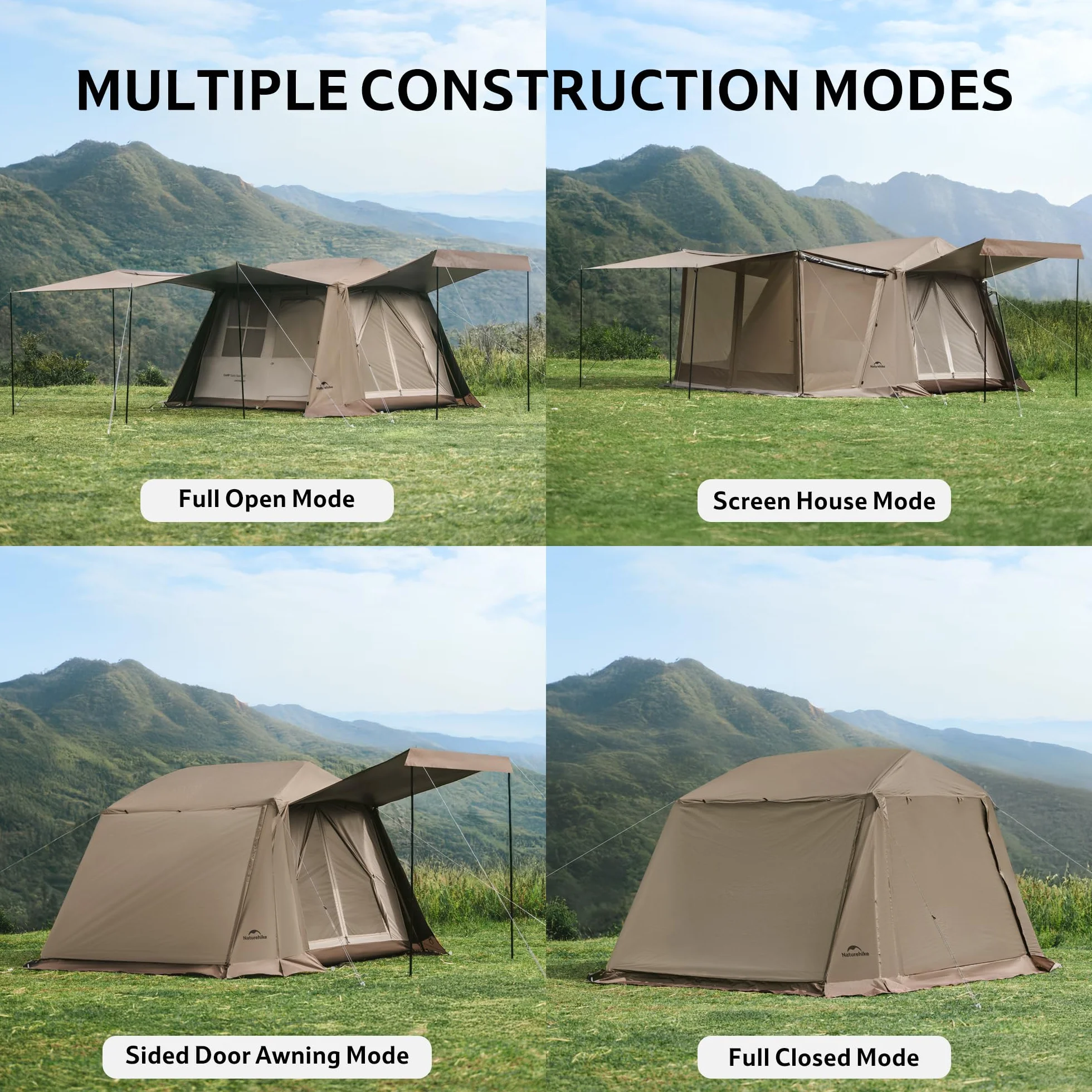 Naturehike Village 6,0 ㎡ namiot rodzinny Pop Up domowy namiot kempingowy namiot kempingowy dla 4 osób Duży namiot tunelowy z 2000mm słupem wody