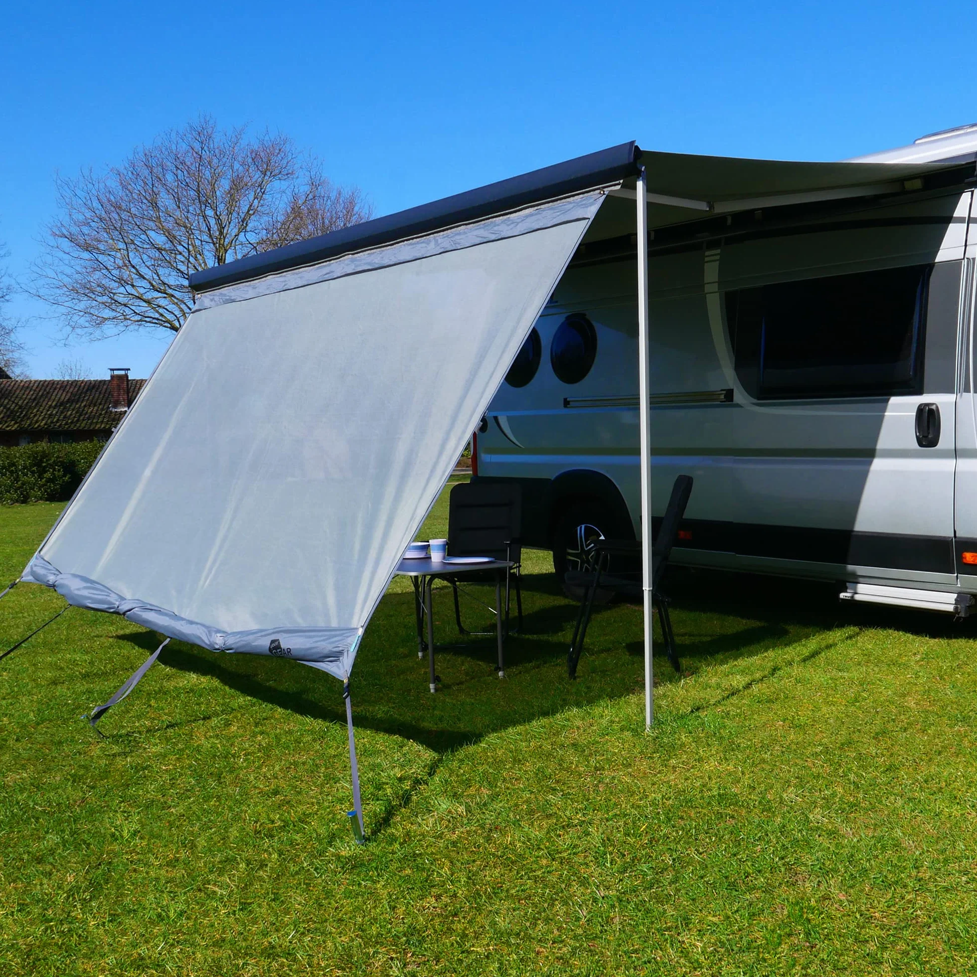 your GEAR Sun & Rain Blocker – przednia ścianka markizy lub ściany boczne do markizy – różne rozmiary – ochrona UPF 50+, słup wody 5000 mm, 3 paski o Ø 4,3 6,2 i 7 mm, szerokości od 240 do 480 cm