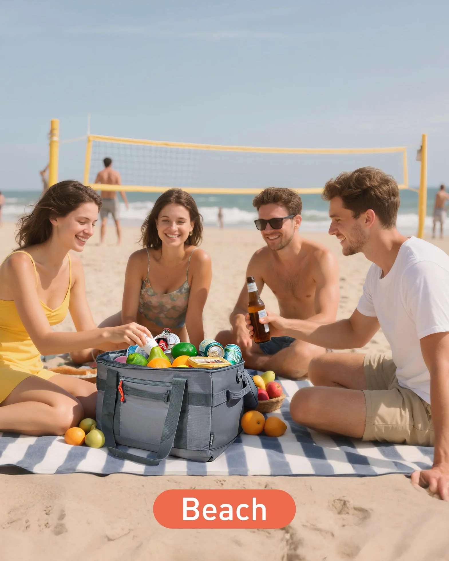 TOURIT Torba chłodząca 48/60 puszek izolowana miękka torba chłodząca duża składana torba chłodząca 32/40 l chłodziarki na lunch na piknik, plażę, do pracy, na wycieczkę