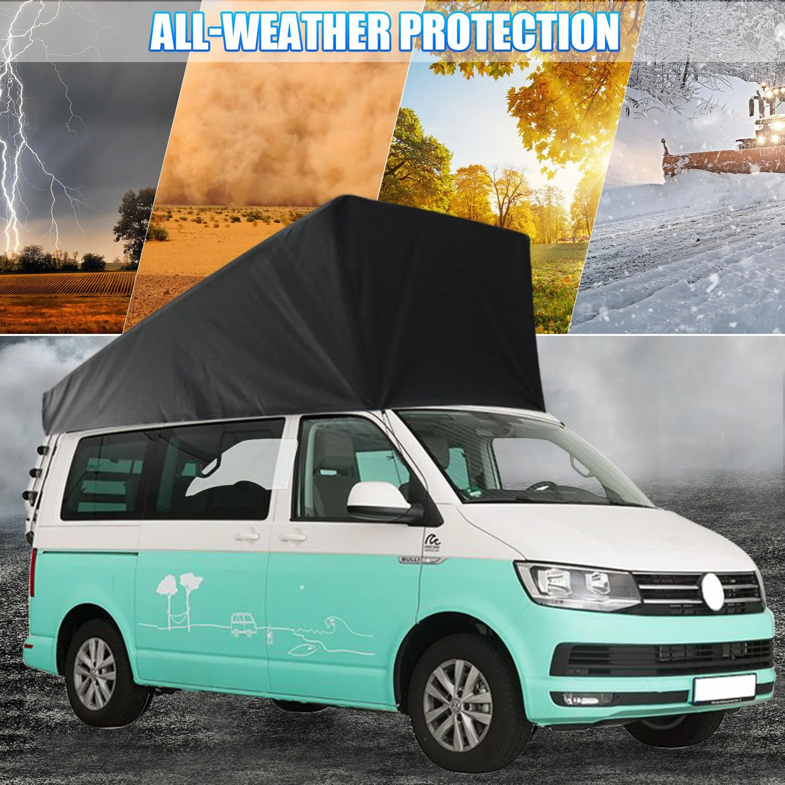 Pop-Top ochrona dachu, zamiennik do VW T5 T6, ochrona przed warunkami atmosferycznymi, namiot dachowy do rozkładanego dachu do spania, na kemping, nie nadaje się do dachów wyposażonych