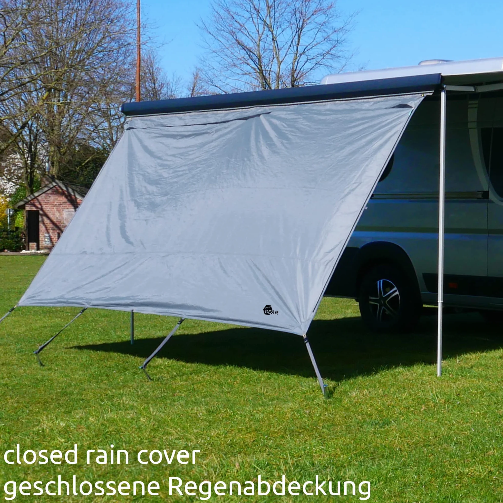 your GEAR Sun & Rain Blocker – przednia ścianka markizy lub ściany boczne do markizy – różne rozmiary – ochrona UPF 50+, słup wody 5000 mm, 3 paski o Ø 4,3 6,2 i 7 mm, szerokości od 240 do 480 cm