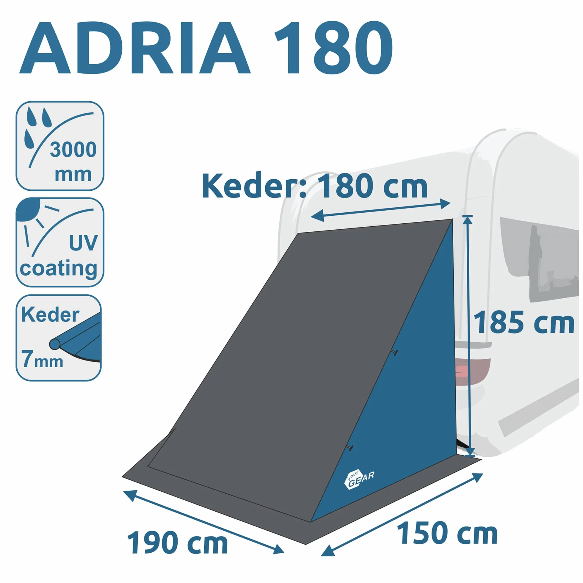 your GEAR Adria 180 namiot tylny do przyczep kempingowych