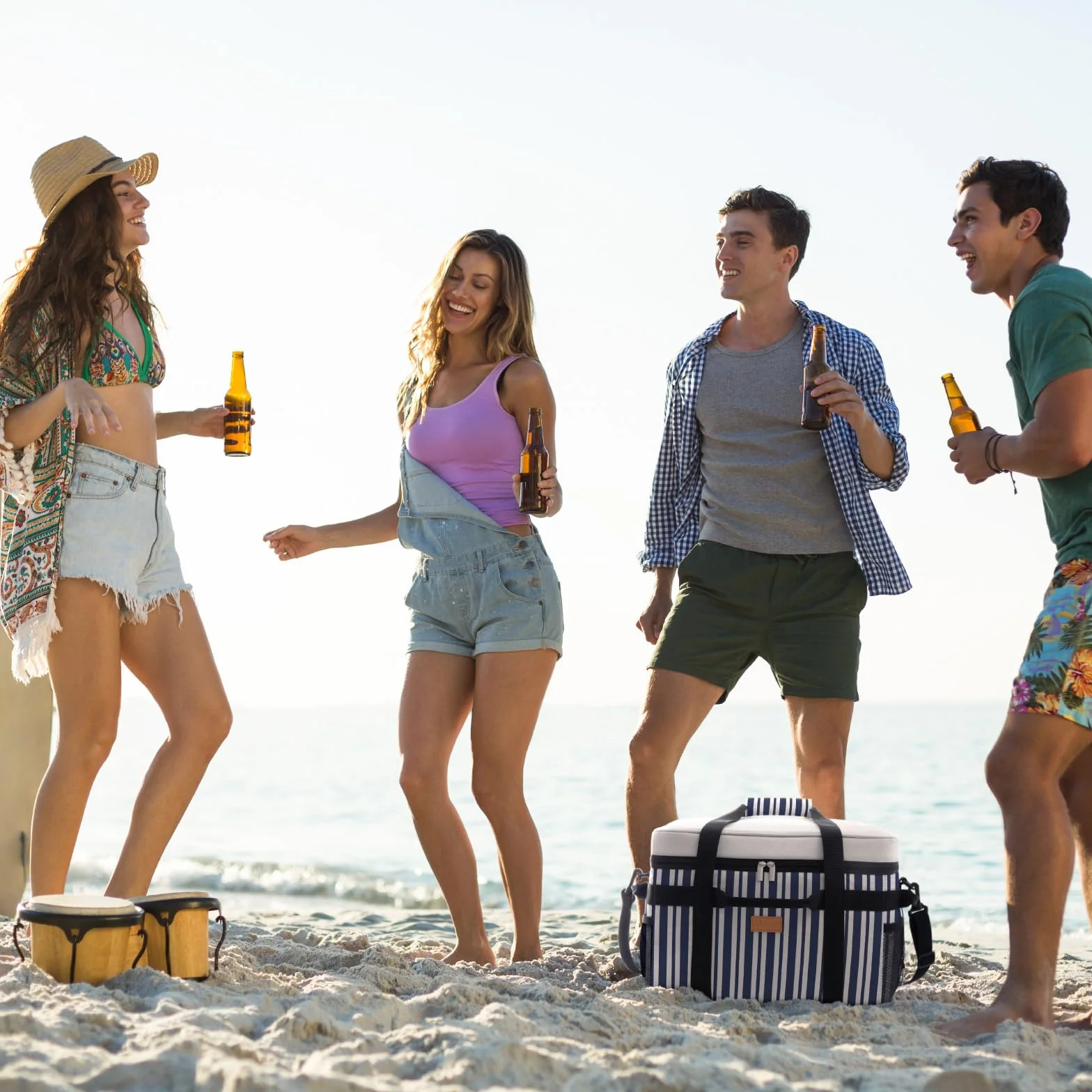 Lifewit Torba Termiczna 30L, Duża Torba na Lunch Izolowana, Lunch Box Dla Kobiet Mężczyzn, Cooler Bag Przenośna z Wieloma Uchwytami na Piknik Camping Grill, Niebiesko-szare Paski