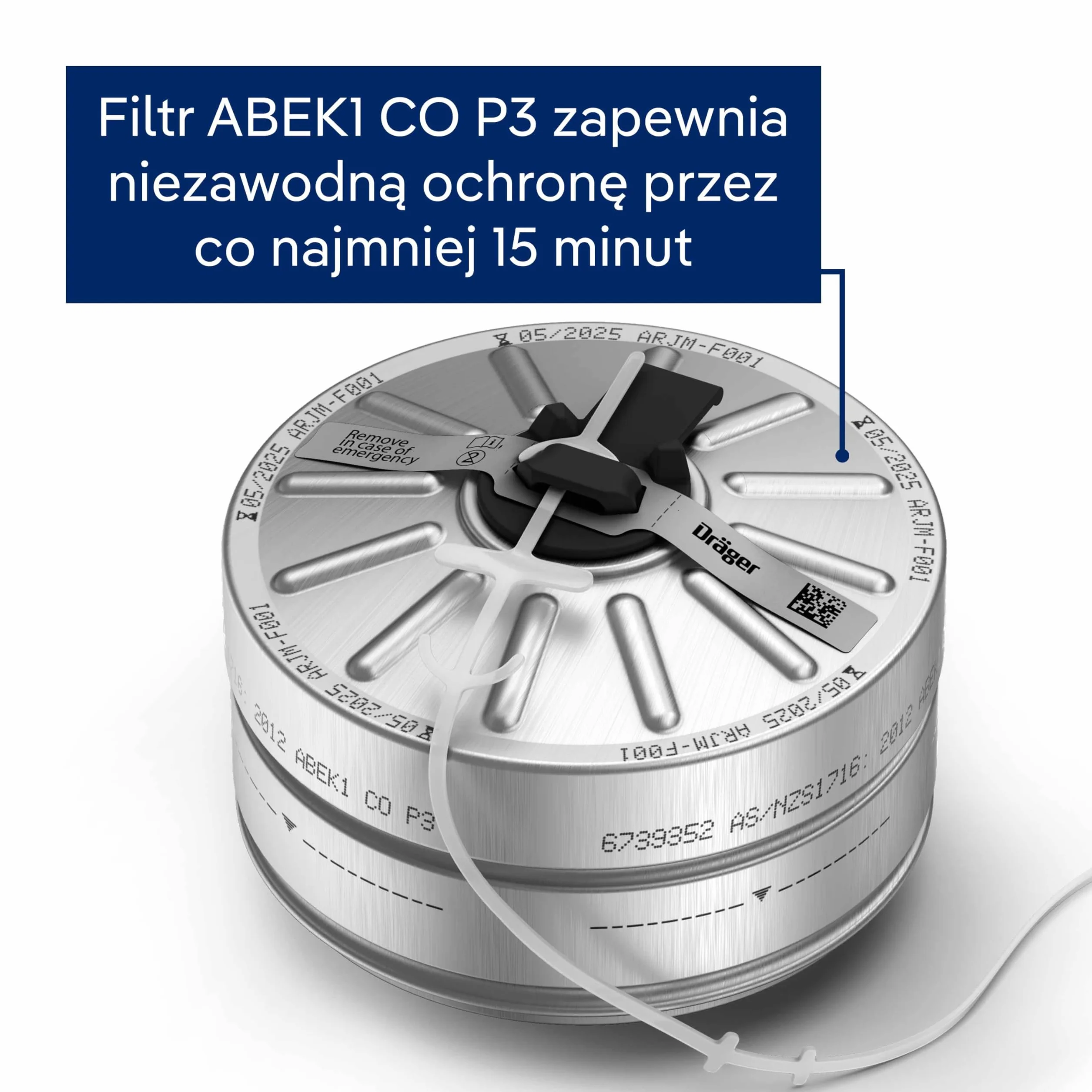 Dräger PARAT 7530 kombinowany okap przeciwpożarowy i przemysłowy | skuteczna osłona ratunkowa z filtrem kombi ABEK CO P3 | Hard Case